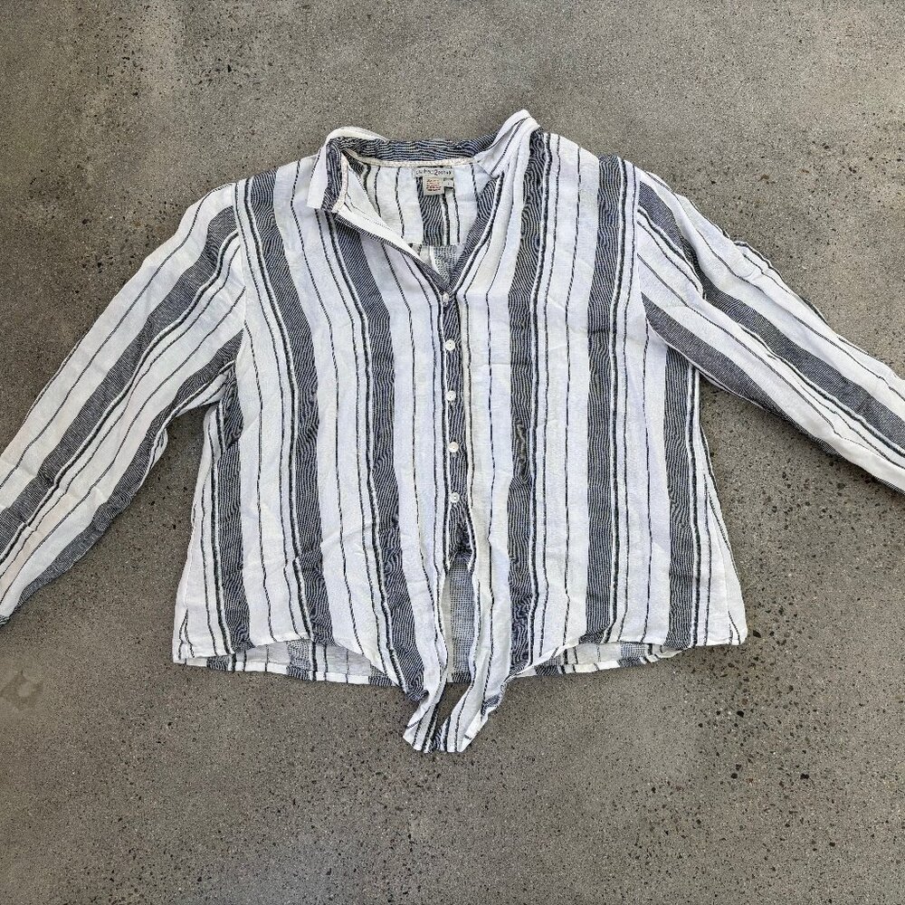 Carbon 2 Cobalt front tie blouse